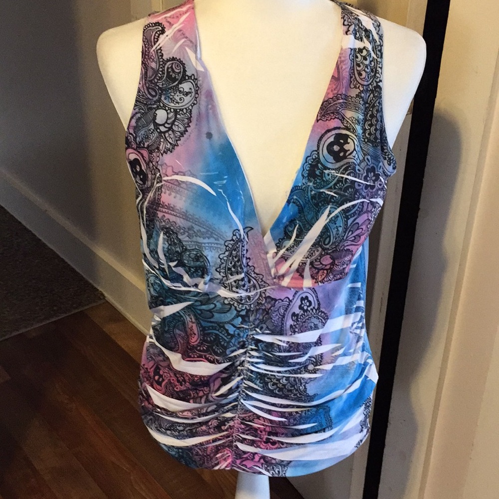 Yo Yo 5 tie dye paisley print shirt